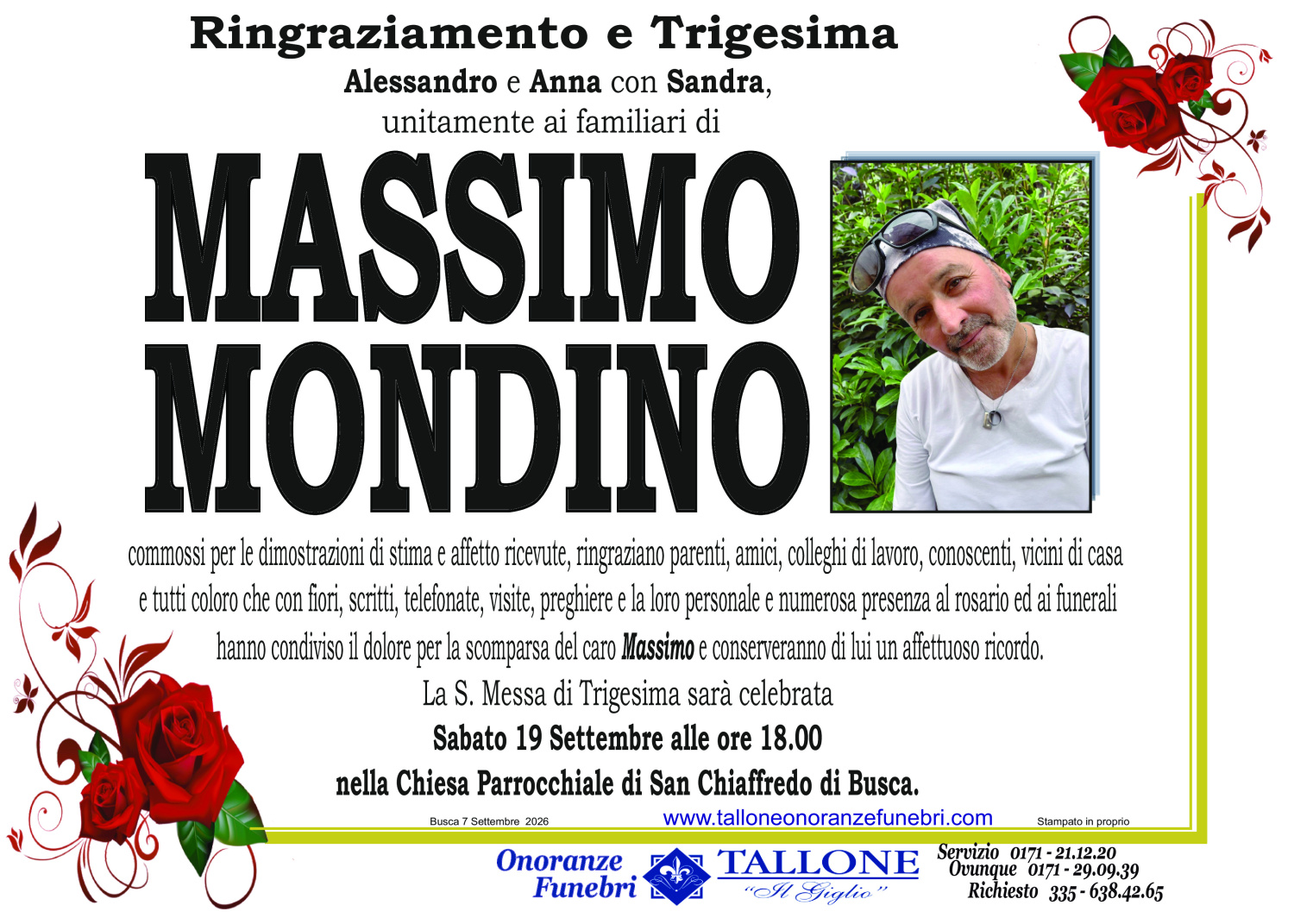 <br />
<b>Warning</b>:  Undefined variable $info in <b>/home/tallone/public_html/ringraziamenti.php</b> on line <b>68</b><br />
Massimo Mondino